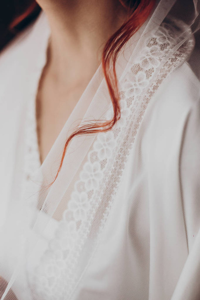 rood haar curl close-up - Foto, afbeelding
