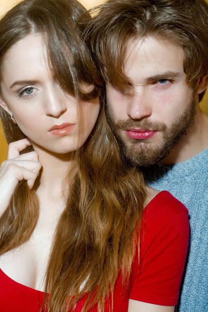 Young couple of pretty girl and bearded man - Zdjęcie, obraz