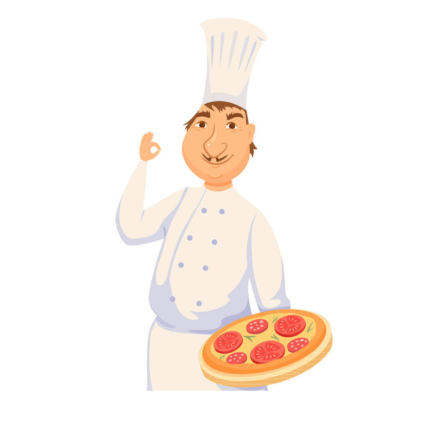 Kokki ruoanlaitto italialainen pizza - Vektori, kuva