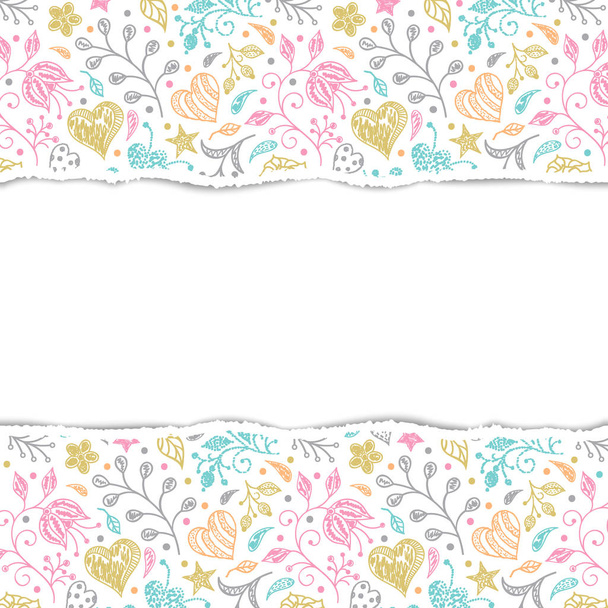 floral pattern with torn paper - Vector, Image