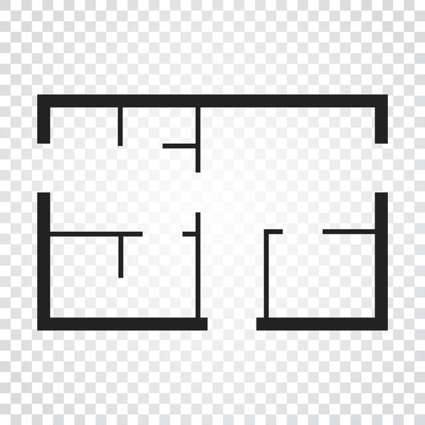 План дома простая плоская икона. Векторная иллюстрация на изолированном фоне
. - Вектор,изображение