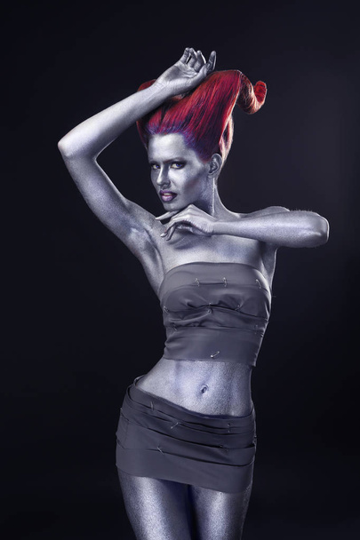 woman with body-art as capricorn - Фото, изображение