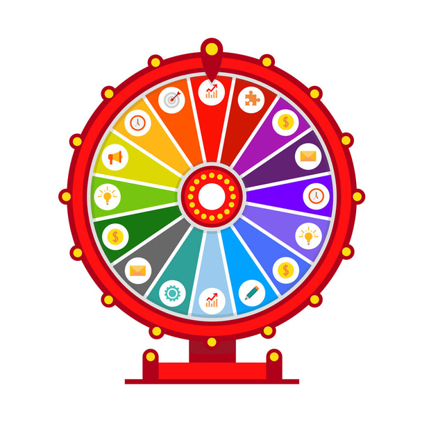 Wheel of fortune vector infographic elements, flat design isolated on white background - ベクター画像