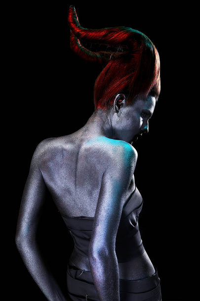 woman with body-art as capricorn - Foto, afbeelding