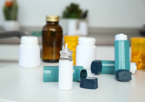 Asthma inhalers and medications - Photo, Image