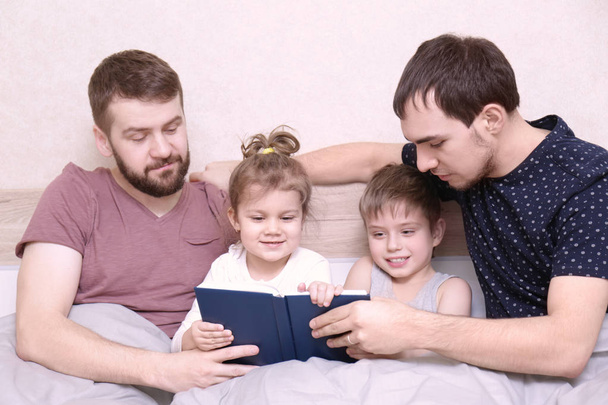 Male gay couple with children  - Zdjęcie, obraz