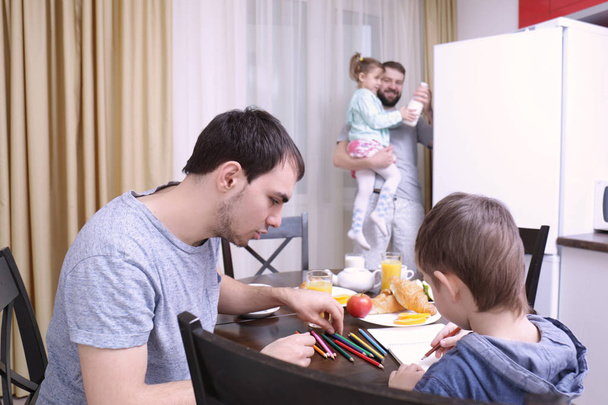 Male gay couple with children  - Fotografie, Obrázek