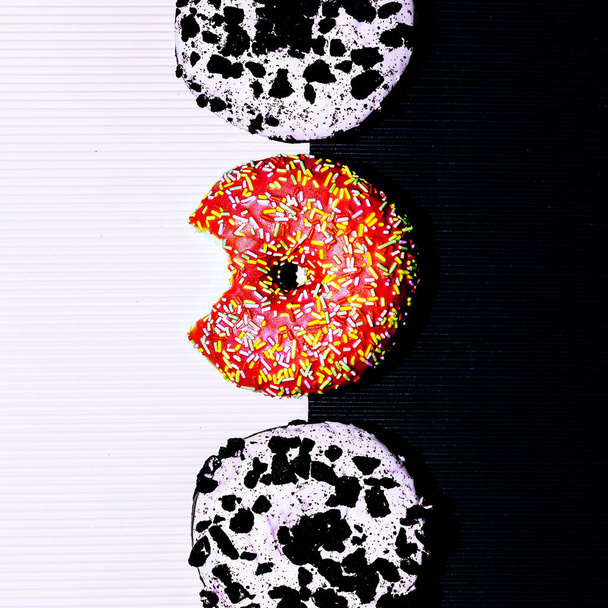 Mix donuts. Fashion Fast Food minimal art Surreal - Photo, image