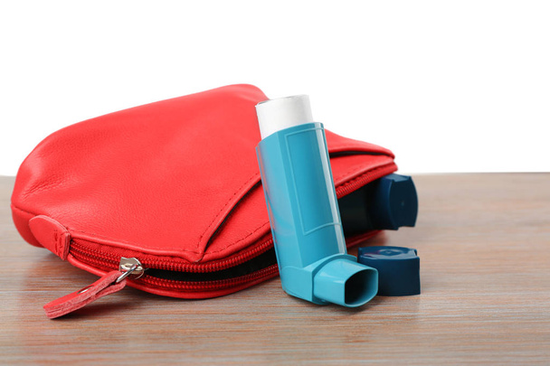 Cosmetic bag with asthma inhalers - Photo, Image