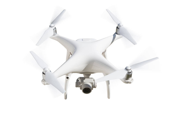 Μη επανδρωμένα αεροσκάφη (Uav) σύστημα τετράγωνο ελικόπτερο Drone σε λευκό - Φωτογραφία, εικόνα