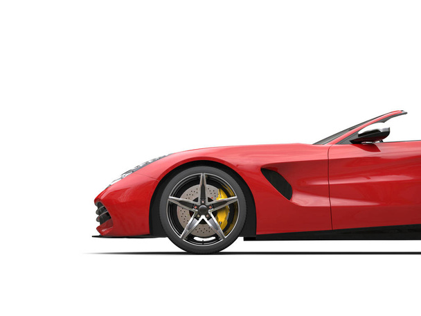 Rápido coche deportivo rojo - vista lateral tiro de corte
 - Foto, imagen