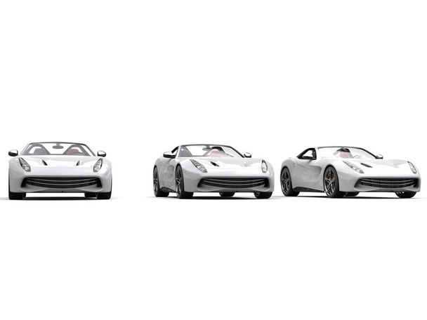 Hűvös három fehér sport autó - stúdió felvétel - Fotó, kép
