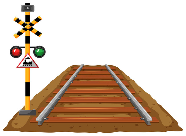 Railroad and traffic light for train - Vector, Image