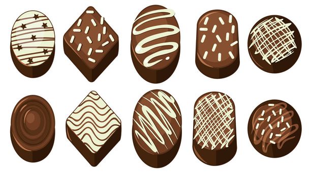 Different chocolate with various designs - Διάνυσμα, εικόνα
