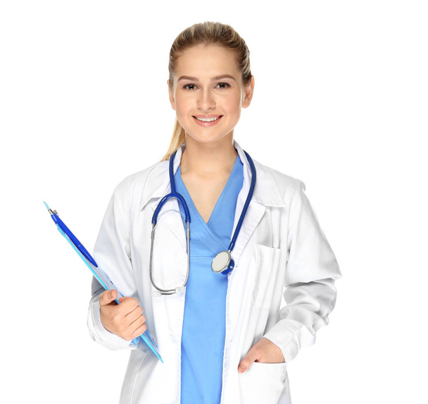 Female doctor with clipboard  - Foto, Bild