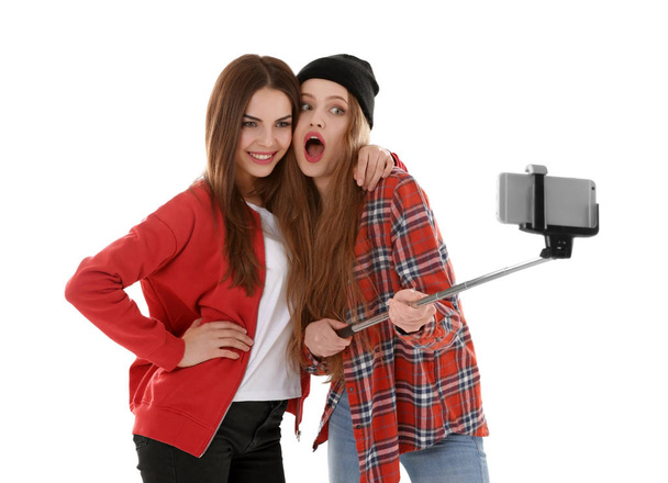 Happy young women taking selfie - Фото, зображення