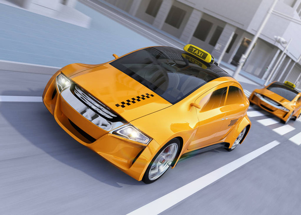 Жовте таксі через перехрестя
 - Фото, зображення