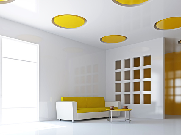 A sárga kanapés nappali - Fotó, kép