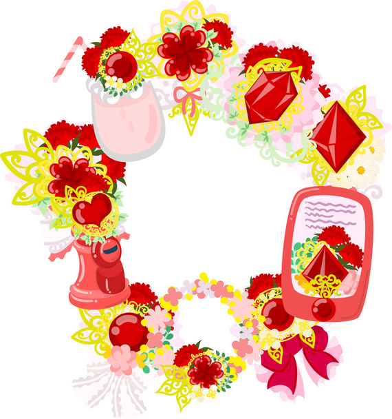 The wreath of carnation objects - Vektor, obrázek