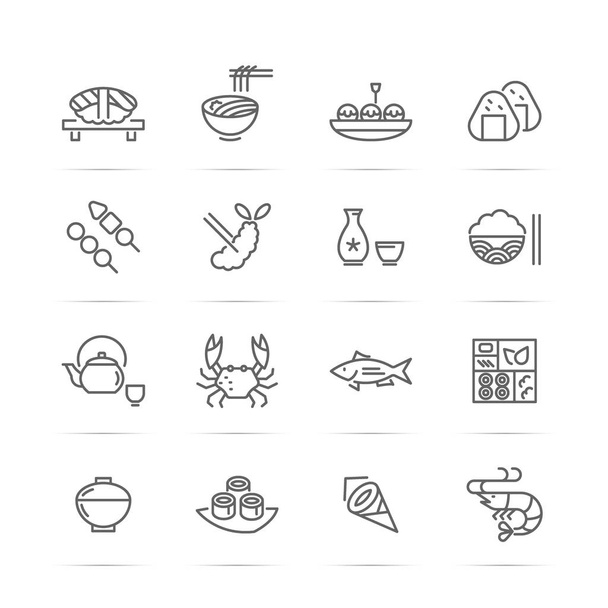 japanese food vector line icons - Vector, Image