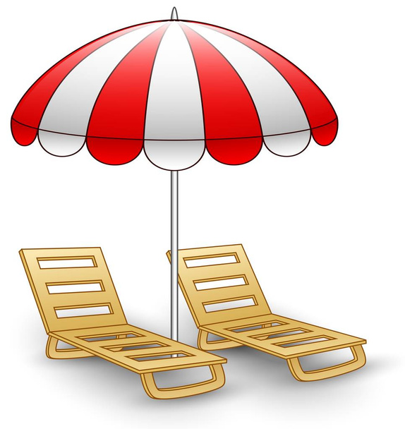 Two beach chairs under sunshade - Vector, Image