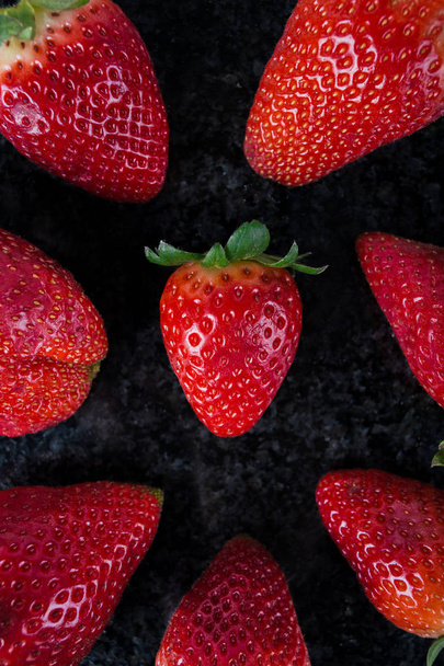 Strawberry on black table - Valokuva, kuva