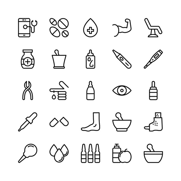 Medical, Health and Fitness Line Vector Icons 14 - Vettoriali, immagini