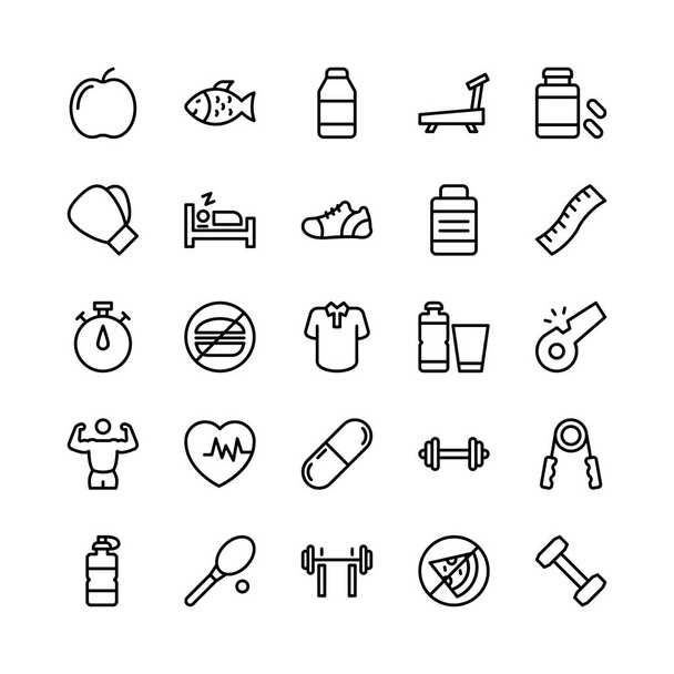 Medical, Health and Fitness Line Vector Icons 17 - Vettoriali, immagini