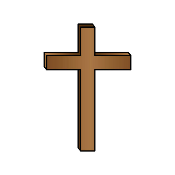 witte achtergrond met kleurrijke houten kruis - Vector, afbeelding