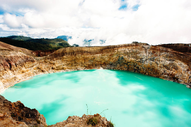 Kelimutu National Park in Indonesia. Colored lakes in Kelimutu volcano crater, Flores.  - Photo, Image