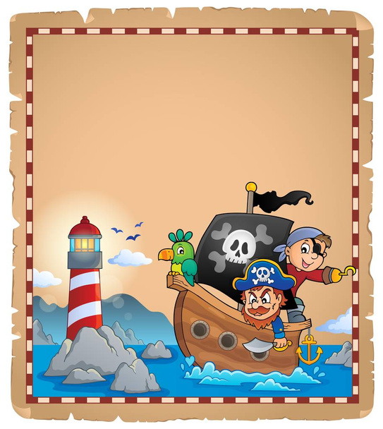 Parchment with pirate boat theme 1 - Vector, afbeelding