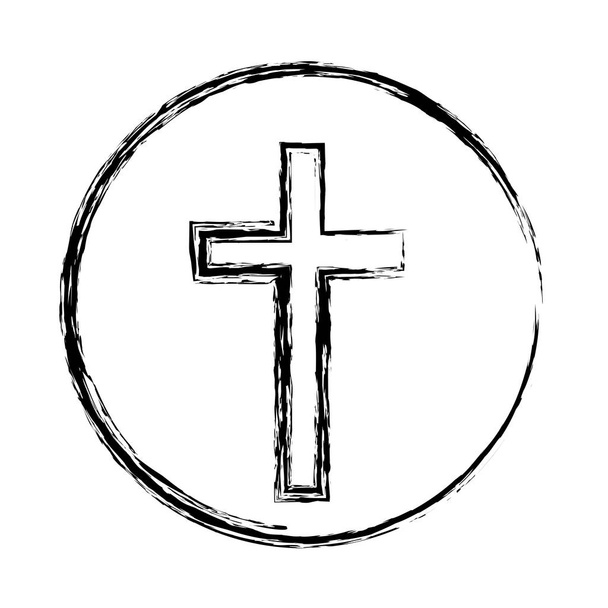 十字のシンボルの球のモノクロ スケッチ シルエット - ベクター画像