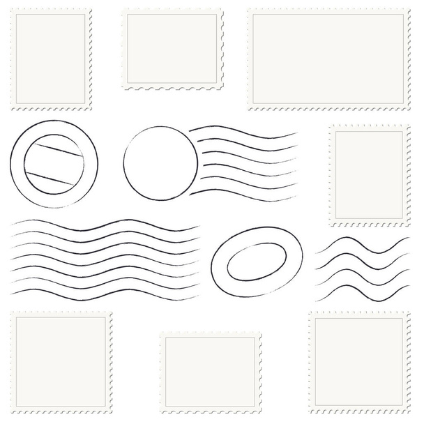 collection of post marks and stamps - Vector, Image