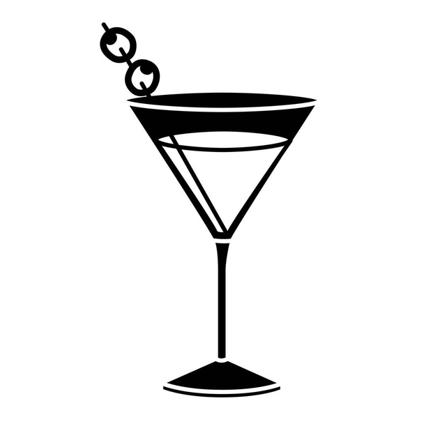 black silhouette of drink cocktail glass vermouth - Vector, Image