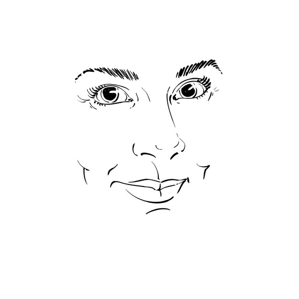 ilustración dibujada a mano de la cara de una niña
  - Vector, Imagen