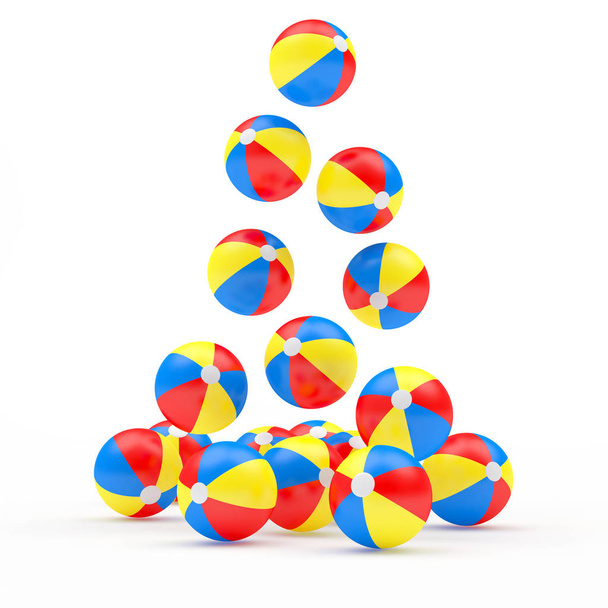 Stapel van dalende kleurrijke beach ballen - Foto, afbeelding
