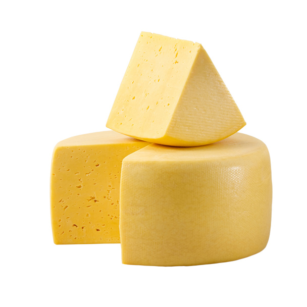 Rueda de queso y sector aislado con recorrido de recorte
 - Foto, imagen