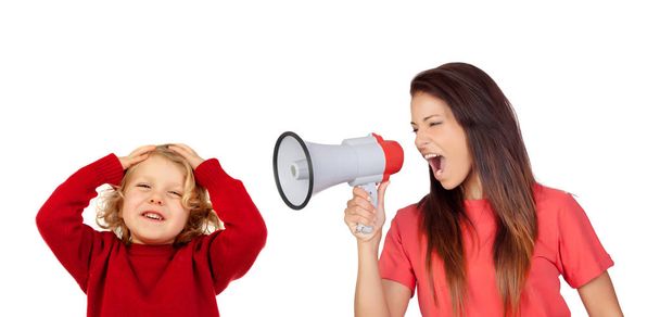 Šílená žena křičí megafon Boy - Fotografie, Obrázek