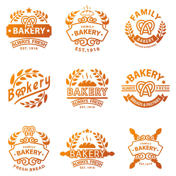 Bakery gold badge icon fashion modern style wheat vector retro food label design element isolated. - Vector, imagen
