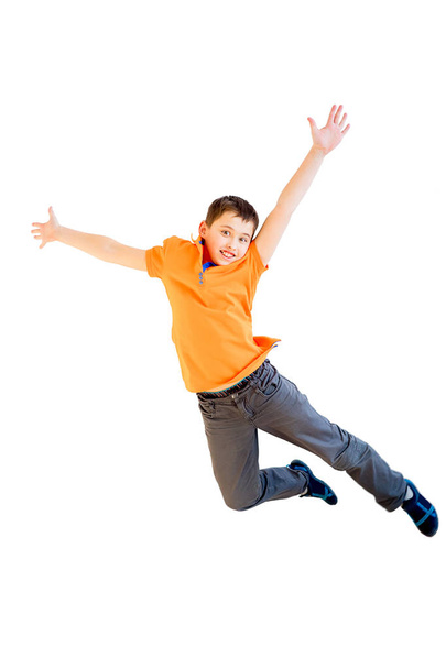 Happy boy jumping - 写真・画像