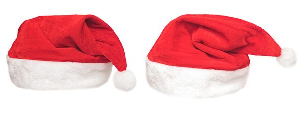 Sombrero Santa rojo aislado en fondo blanco .set
 - Foto, imagen