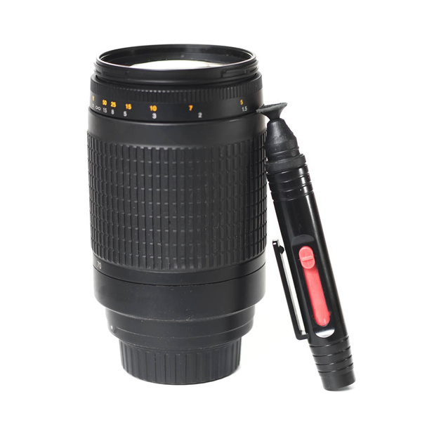 telephoto and pencil for cleaning lenses - Photo, Image
