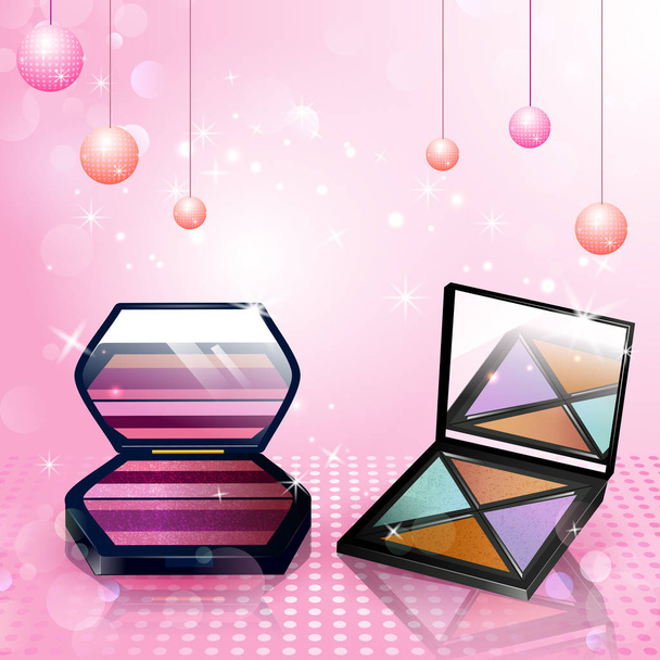 Premium Brand Colorful Eye Shadow Palette Makeup for Beauty and Skin Care - Vector, imagen