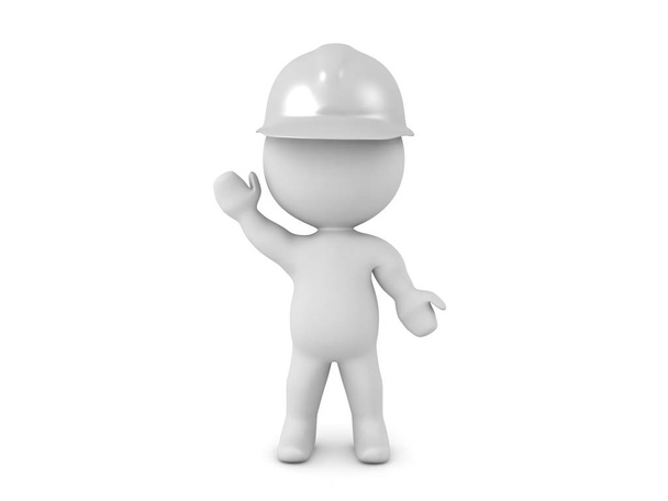 3D illustration of a white helmet rescue worker waving - Foto, immagini
