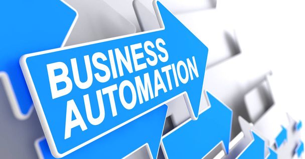 Business Automation - Nachricht auf blauem Pfeil. 3d. - Foto, Bild