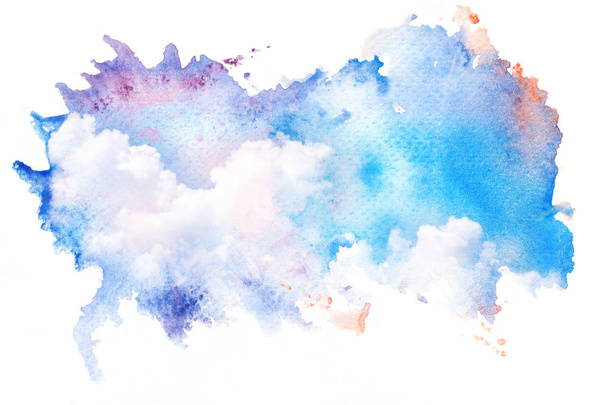 Aquarell Illustration des Himmels mit Wolke. - Foto, Bild