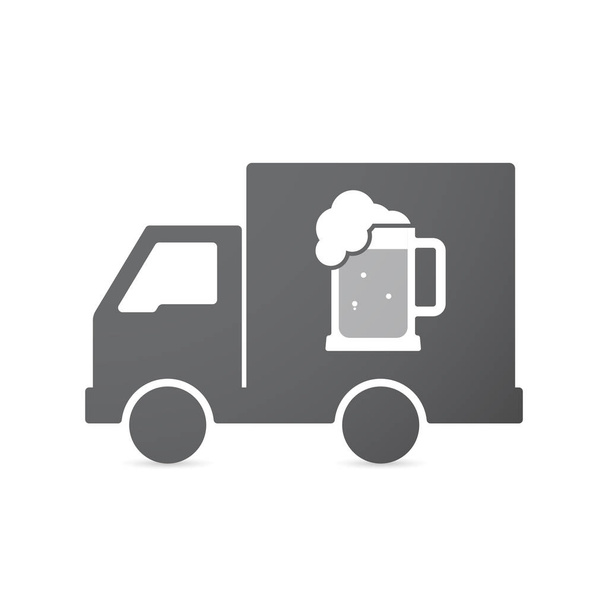Isolated truck with  a beer jar icon - Vector, Image