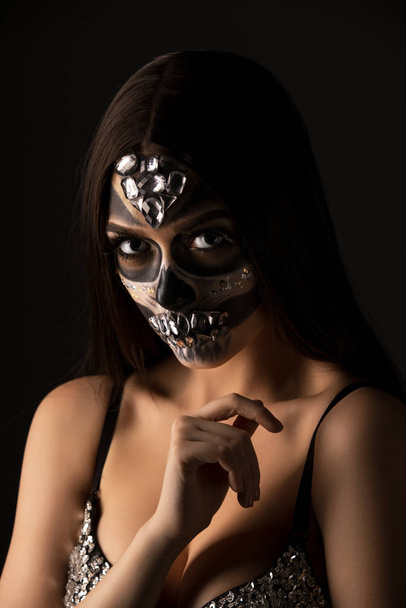 Woman with smart artistic makeup in horror style - Φωτογραφία, εικόνα