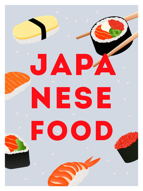 Japon yemekleri. Poster. Vektör çizim - Vektör, Görsel