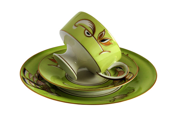 Porselen kupa ve fincan tabağı - Fotoğraf, Görsel